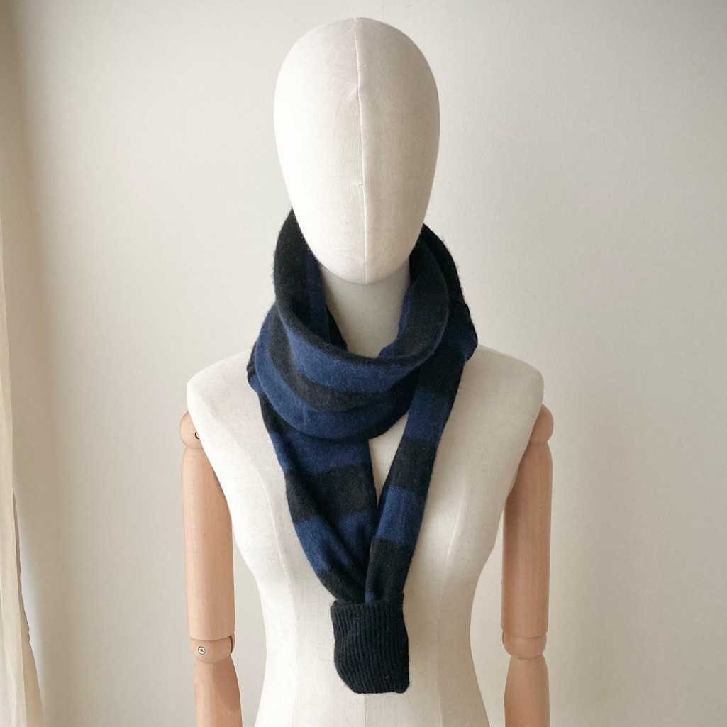 Joodito 100% Cashmere Sweater Wrap Scarf Skinny Boho Long Dark Navy Blue Black